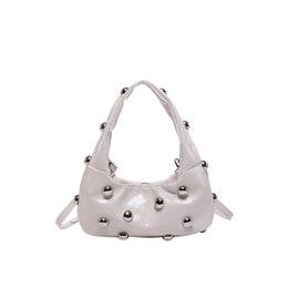 White Solid Two Handles Shoulder Bag