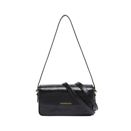 Black Solid Two Handles Shoulder Bag