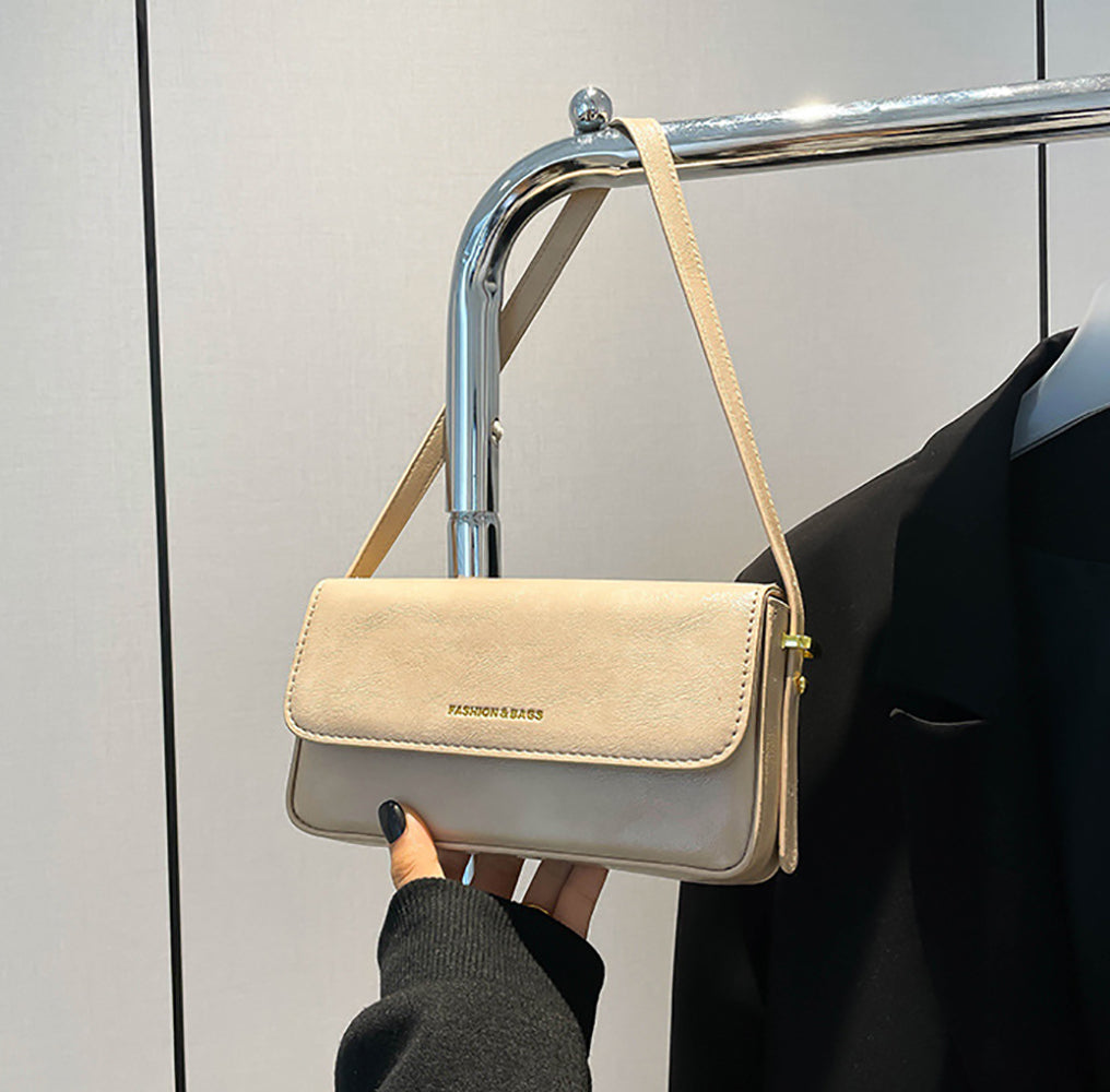 Khaki Solid Two Handles Shoulder Bag
