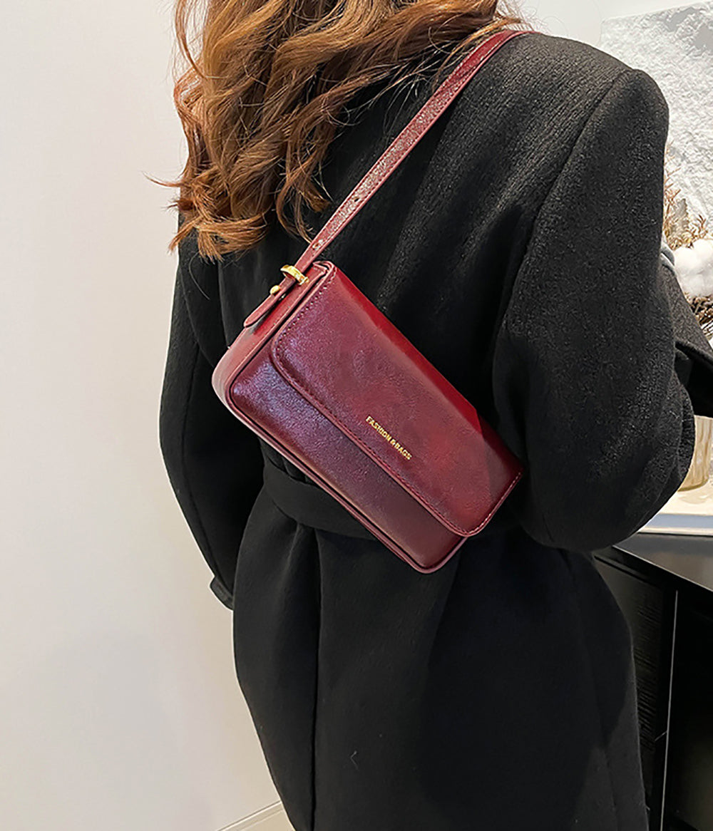Red Solid Two Handles Shoulder Bag