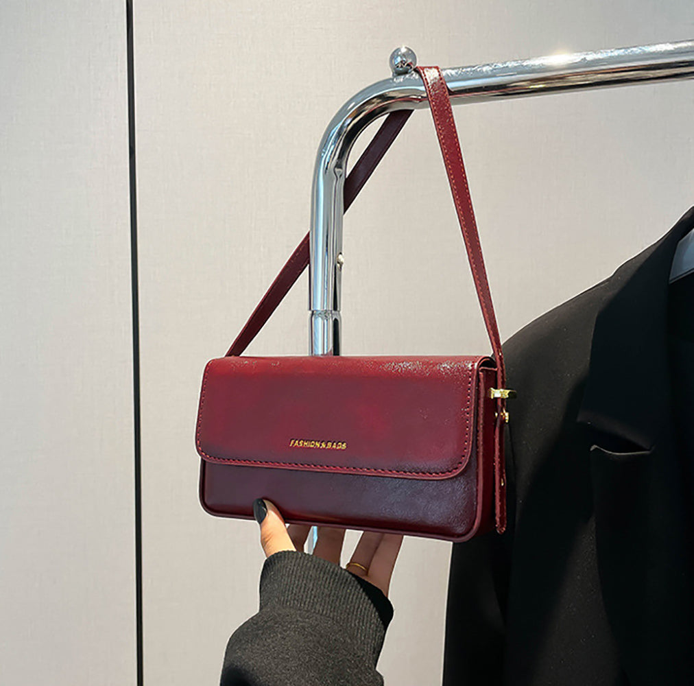 Red Solid Two Handles Shoulder Bag