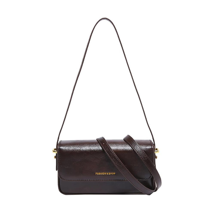 Coffee Solid Two Handles Shoulder Bag