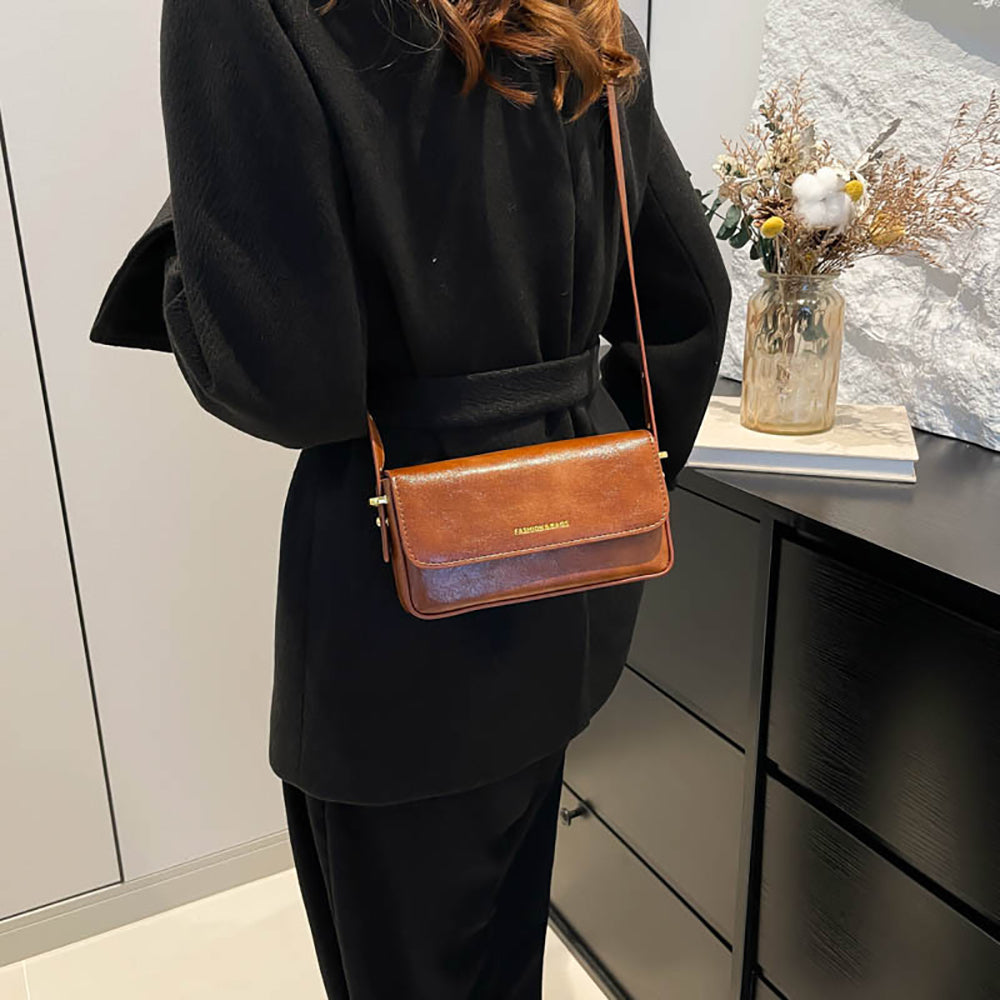 Brown Solid Two Handles Shoulder Bag