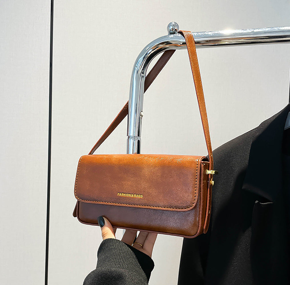 Brown Solid Two Handles Shoulder Bag