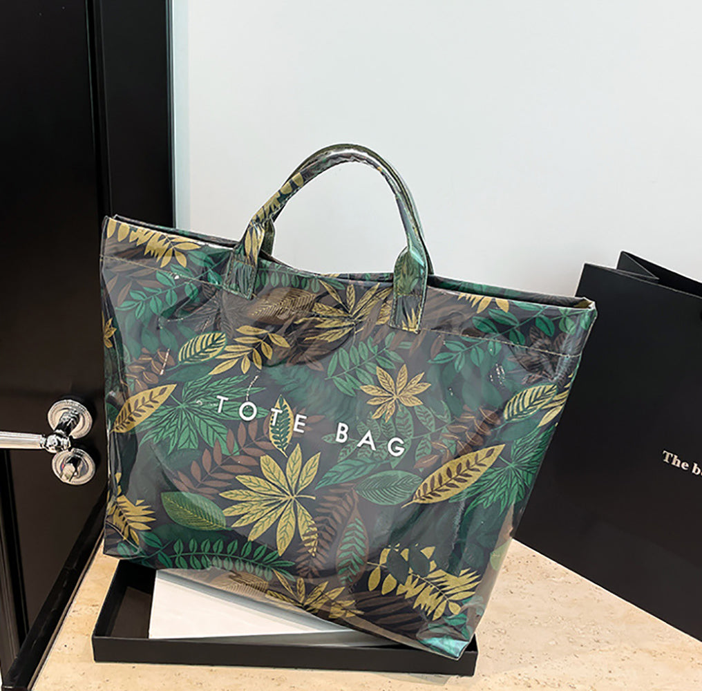 Green Printed One Handle Handheld Bag