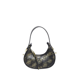 Black Solid One Handle Shoulder Bag