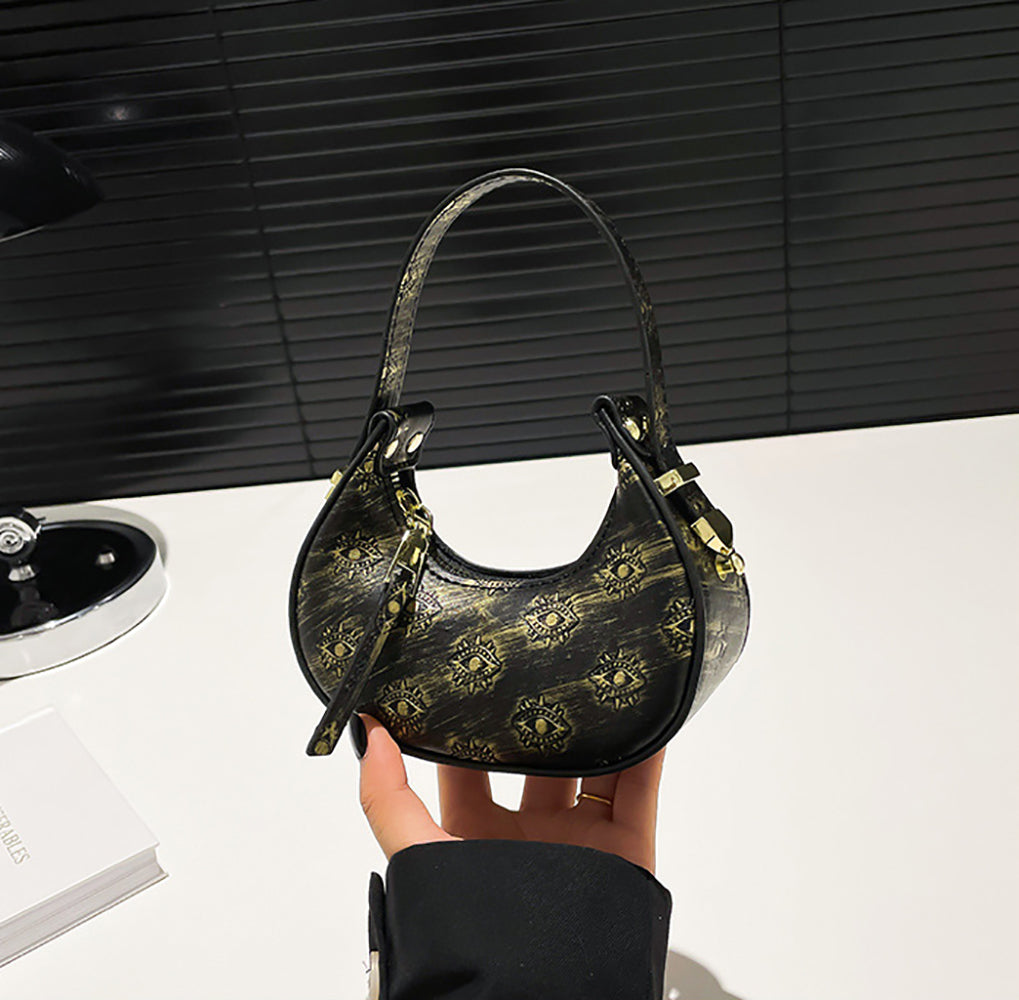 Black Solid One Handle Shoulder Bag