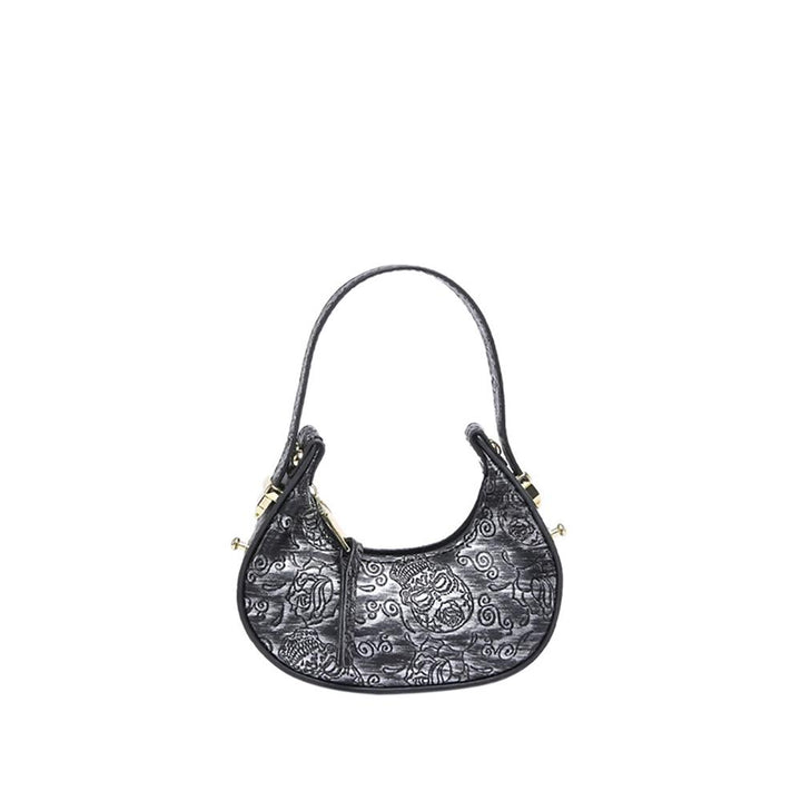 Black Solid One Handle Shoulder Bag