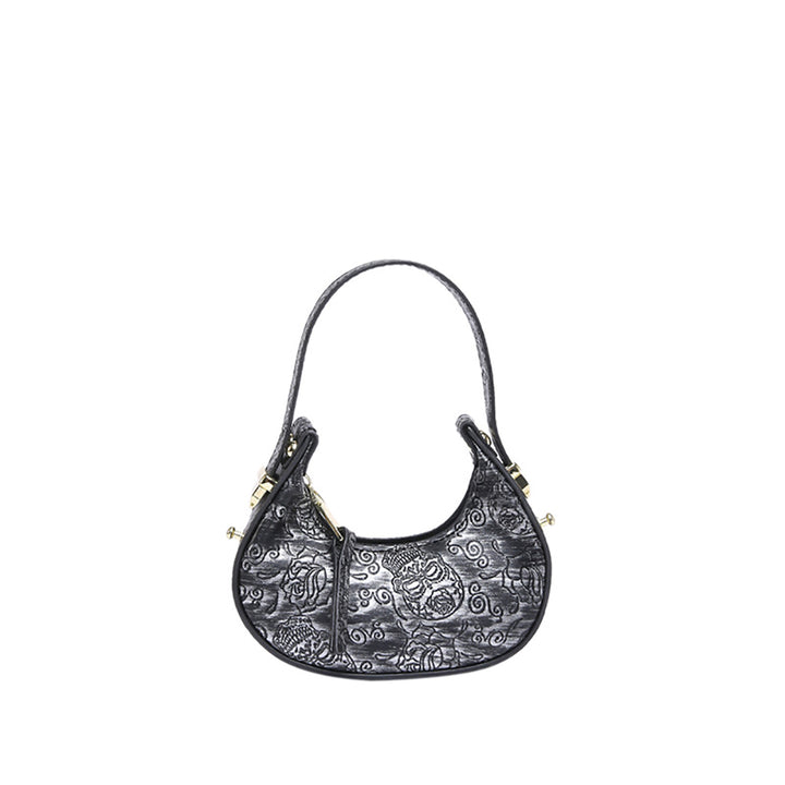 Black Solid One Handle Shoulder Bag