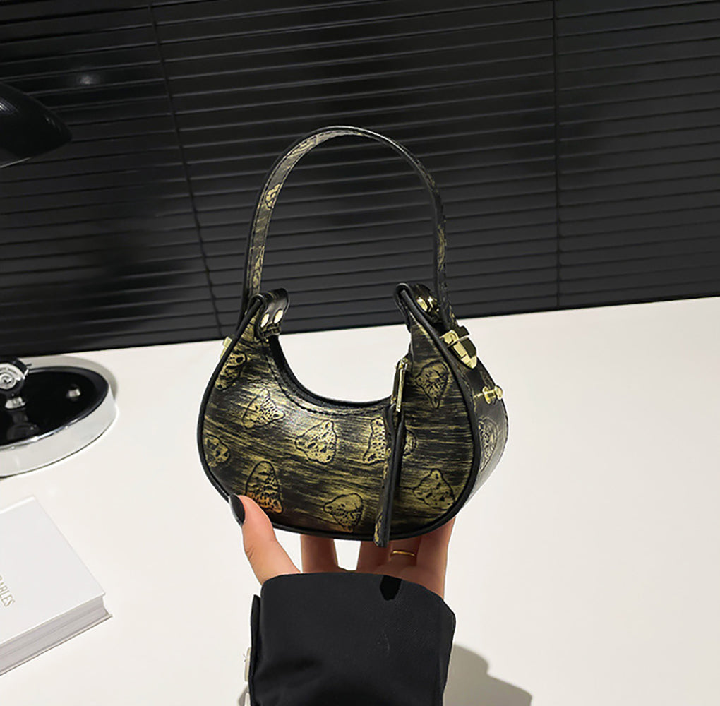 Gold Solid One Handle Shoulder Bag