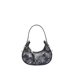 Black Solid One Handle Shoulder Bag