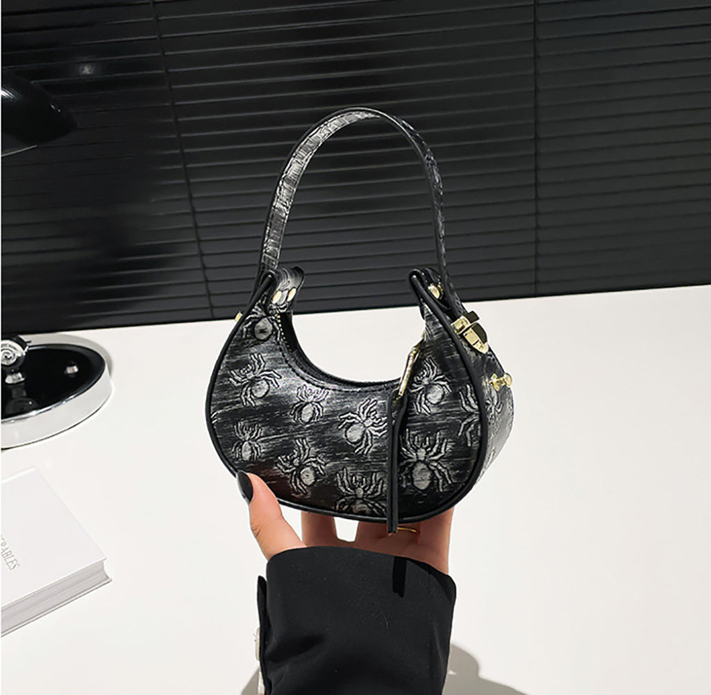 Black Solid One Handle Shoulder Bag