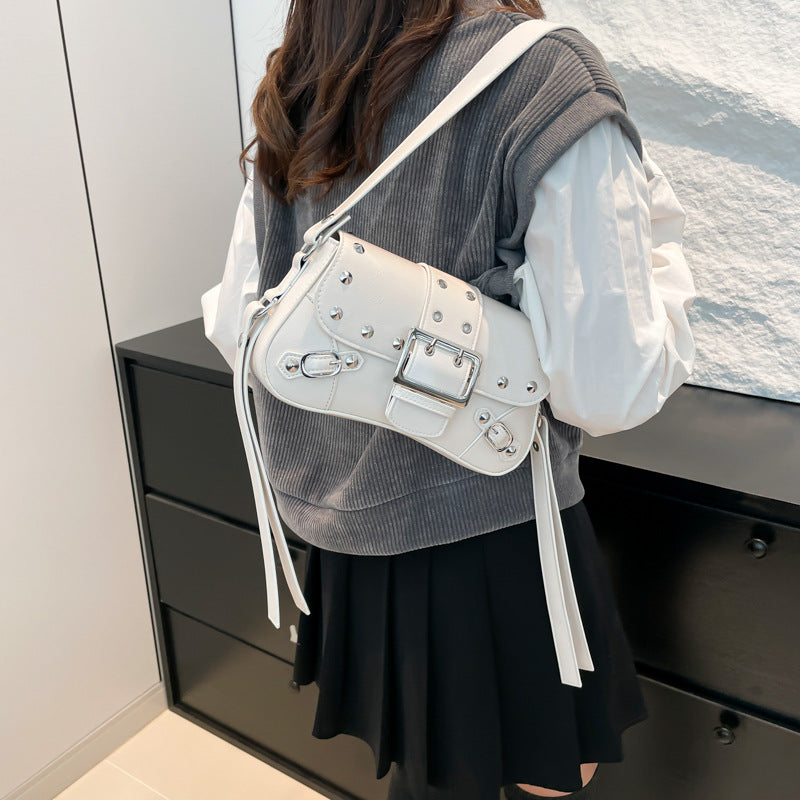 White Solid One Handle Sling Bag