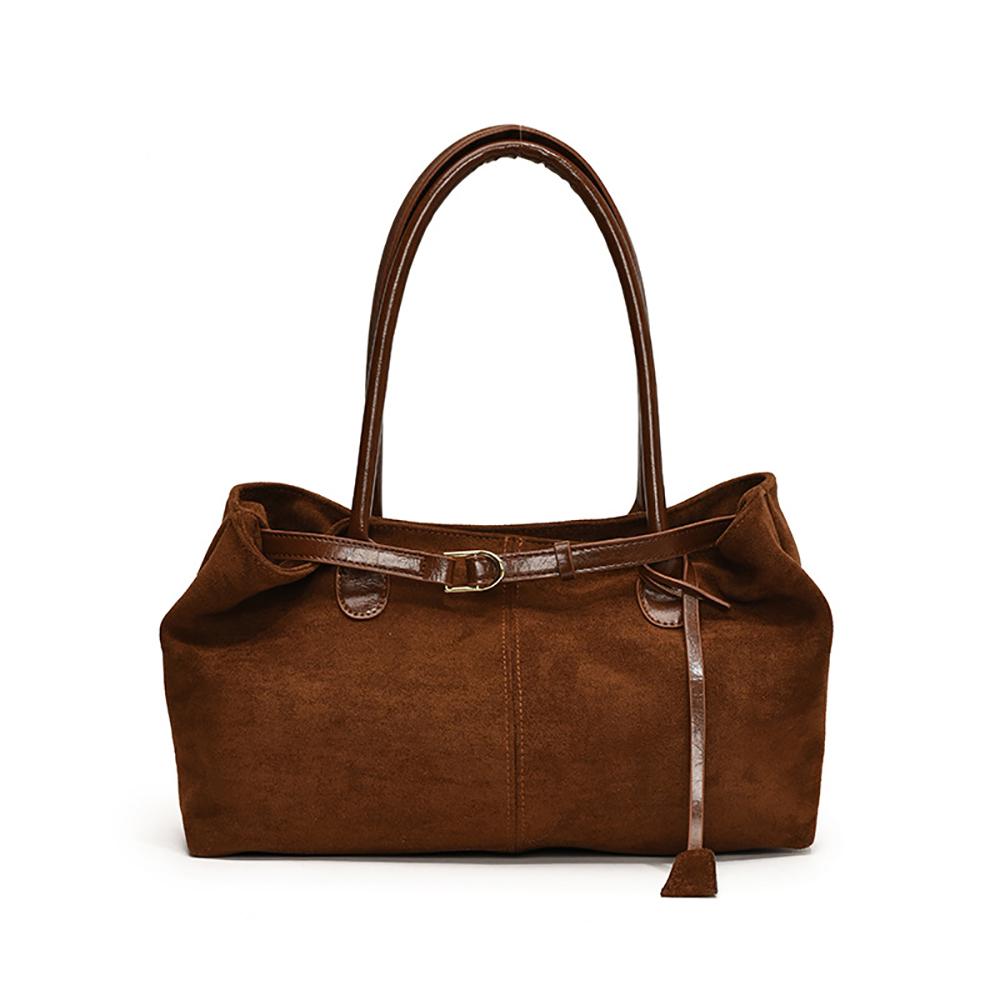 Brown Solid One Handle Shoulder Bag