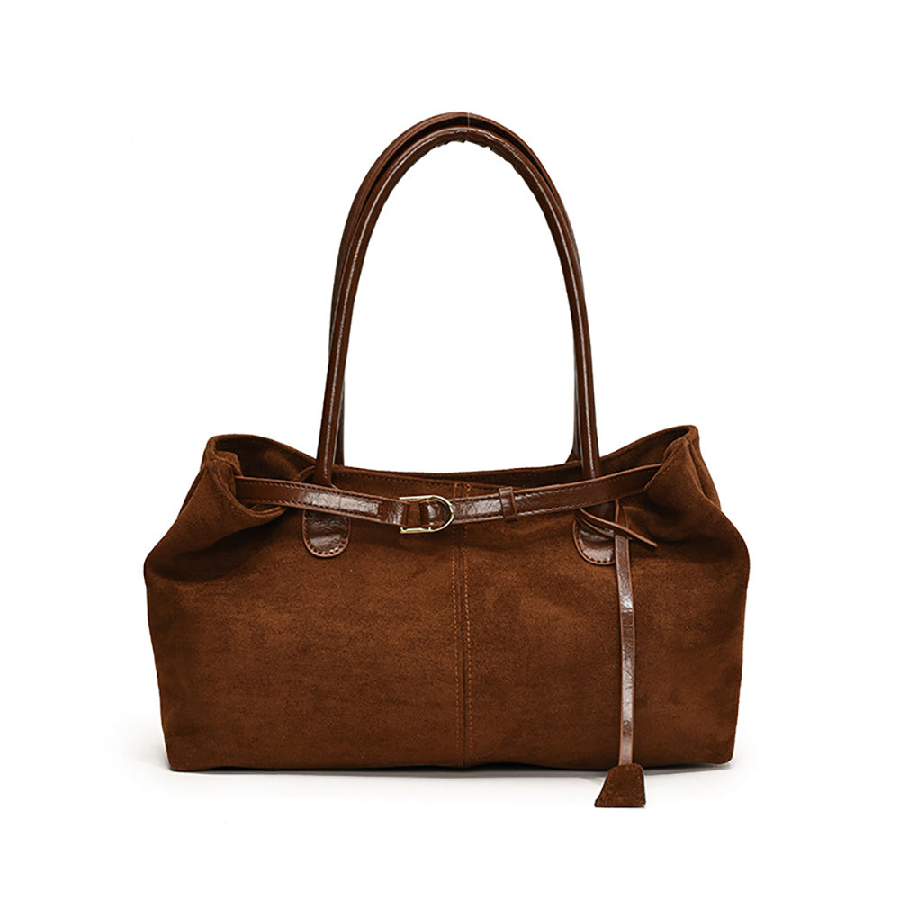 Brown Solid One Handle Shoulder Bag