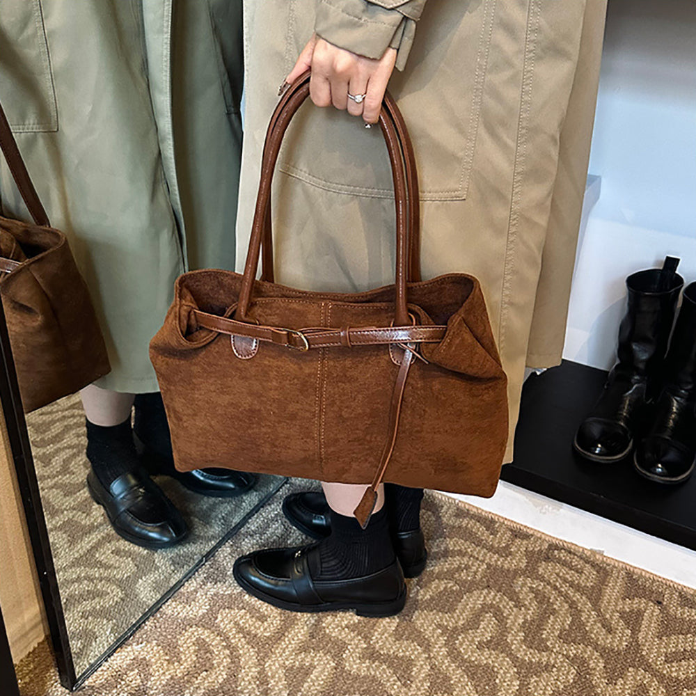 Brown Solid One Handle Shoulder Bag