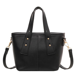 Black Solid Two Handles Shoulder Bag