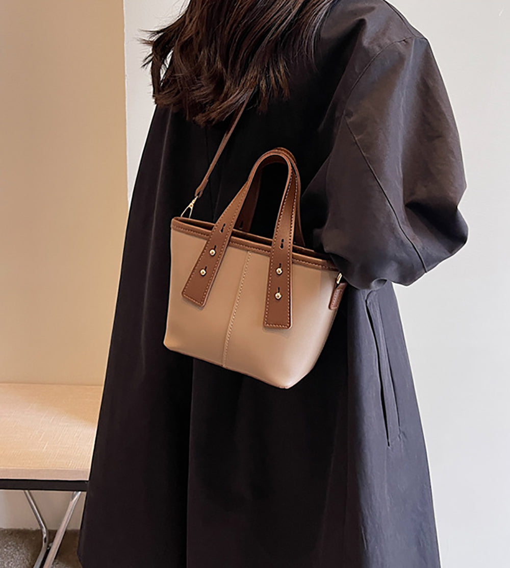 Off White Solid Two Handles Shoulder Bag
