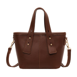 Brown Solid Two Handles Shoulder Bag