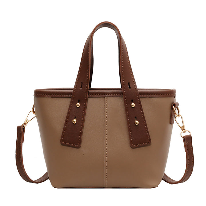 Khaki Solid Two Handles Shoulder Bag