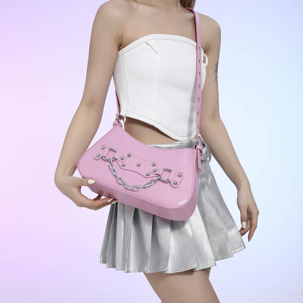Women Solid Half Moon Sling Bag
