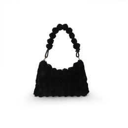Black Solid One Handle Shoulder Bag