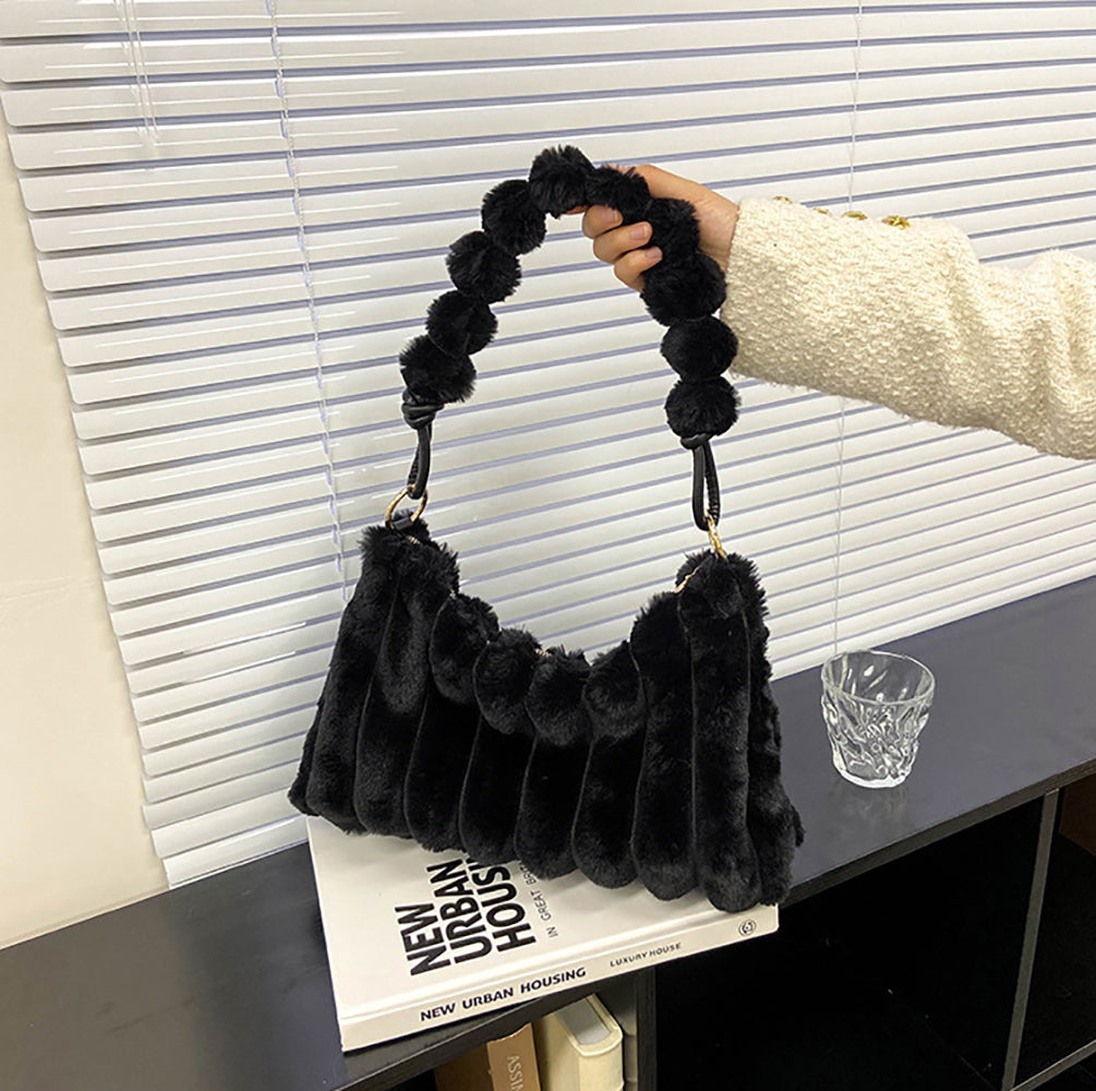 Black Solid One Handle Shoulder Bag