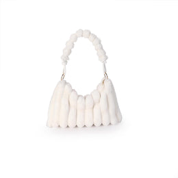 White Solid One Handle Shoulder Bag