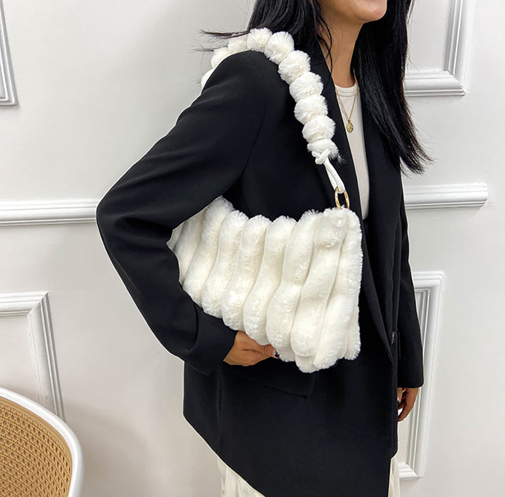 White Solid One Handle Shoulder Bag