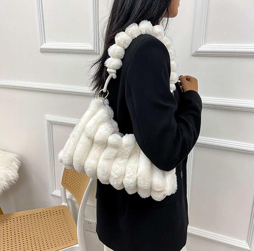 White Solid One Handle Shoulder Bag