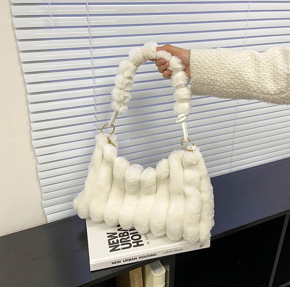 White Solid One Handle Shoulder Bag