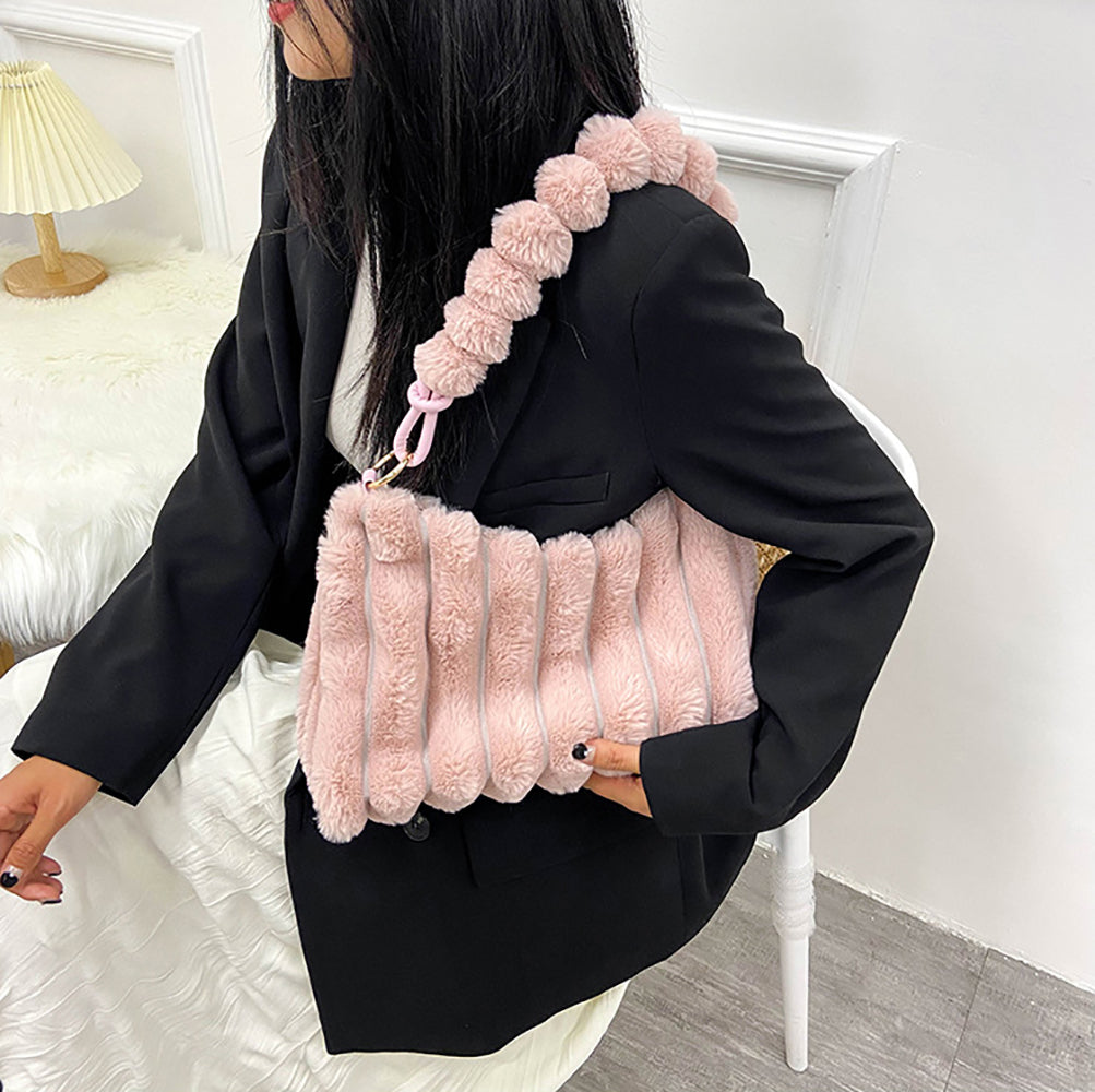 Pink Solid One Handle Shoulder Bag
