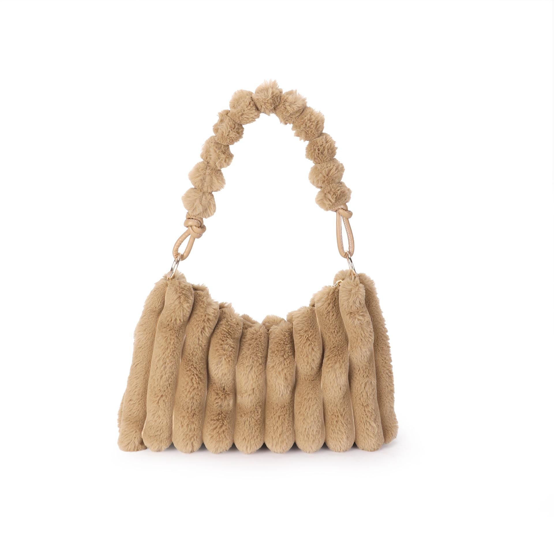 Khaki Solid One Handle Shoulder Bag