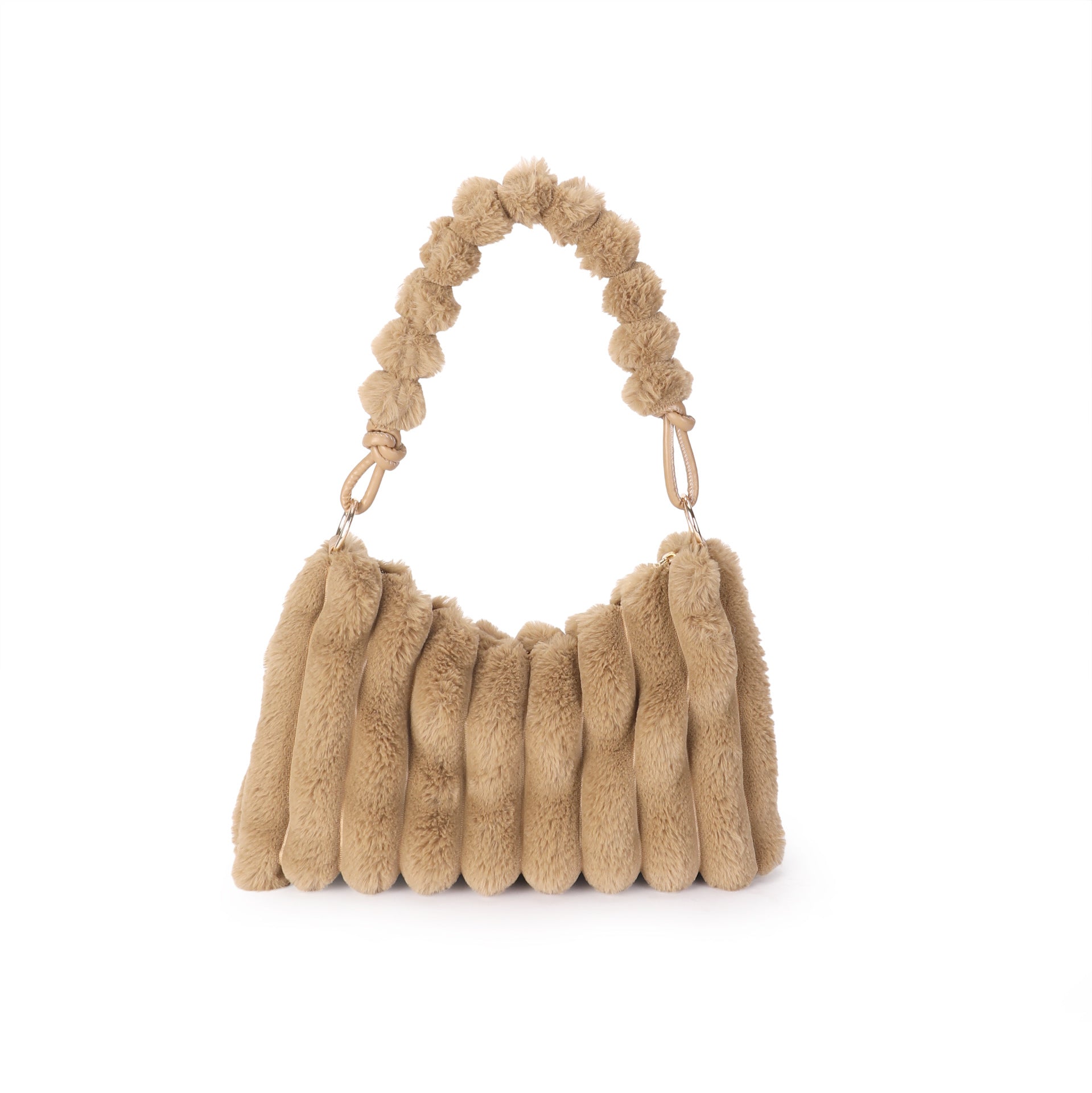 Khaki Solid One Handle Shoulder Bag