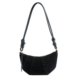 Black Solid Two Handles Shoulder Bag