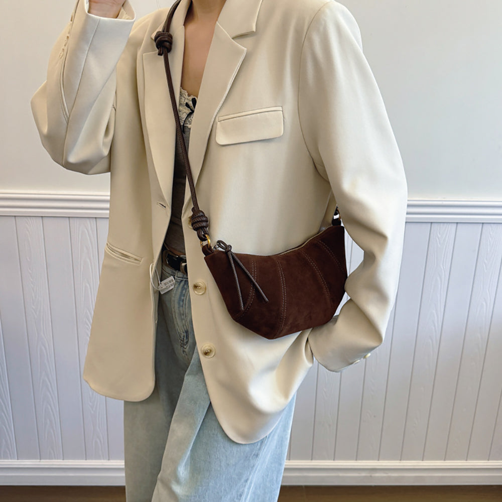 Coffee Solid Two Handles Shoulder Bag