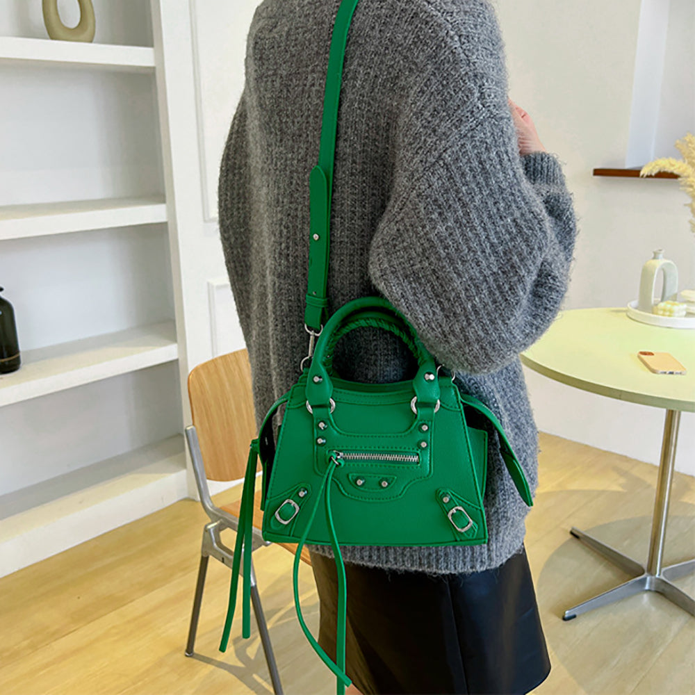 Women Solid Structured Handheld Bag