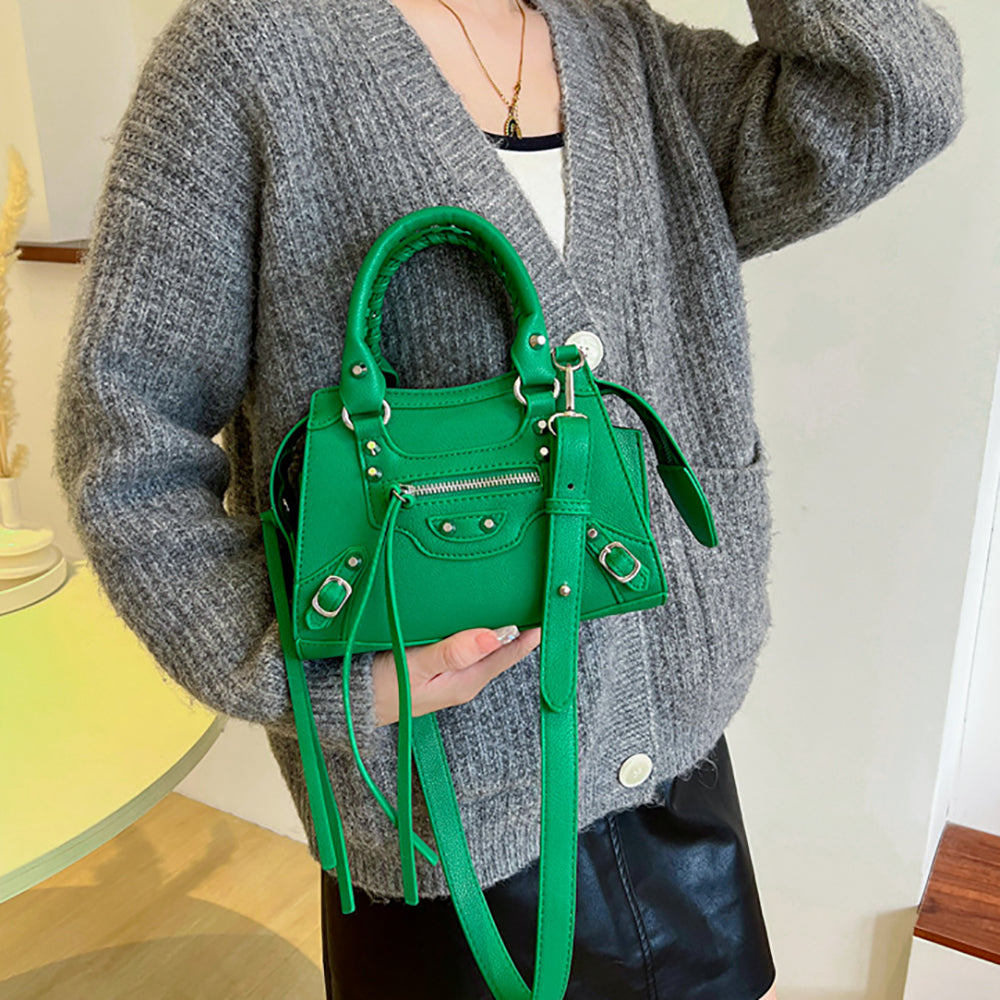 Women Solid Structured Handheld Bag