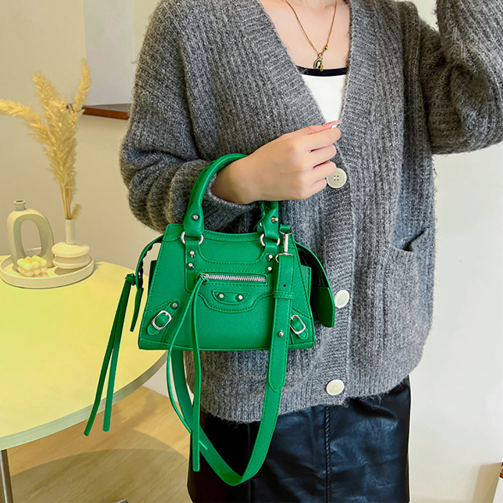 Women Solid Structured Handheld Bag