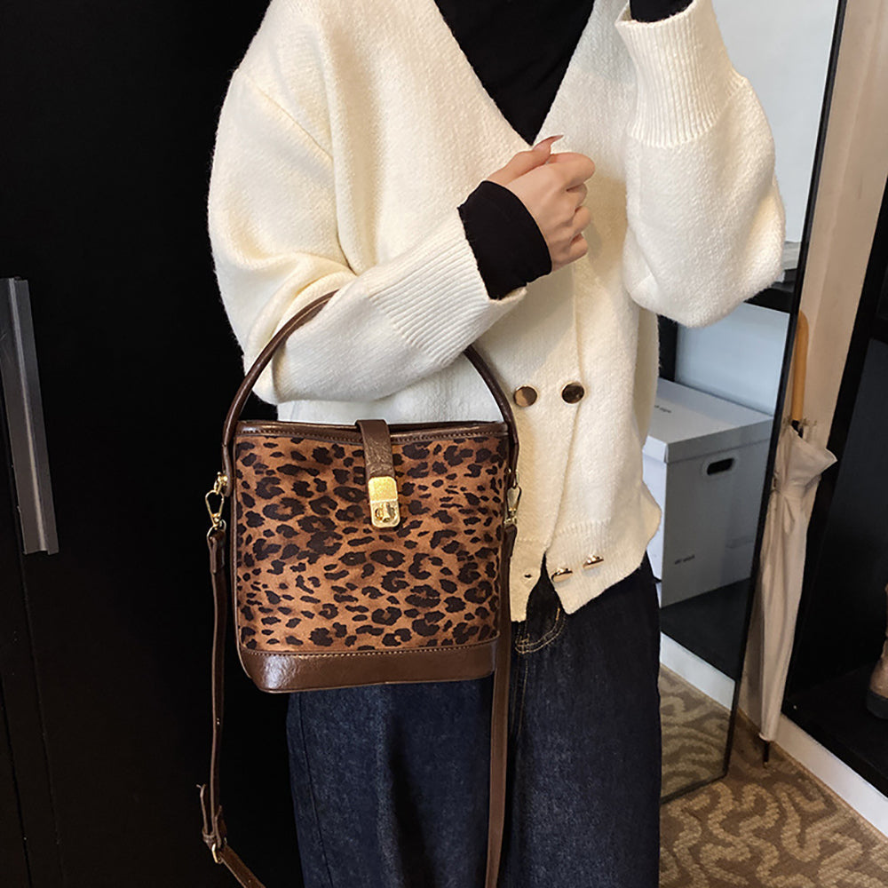 Coffee Printed Two Handles Shoulder Bag