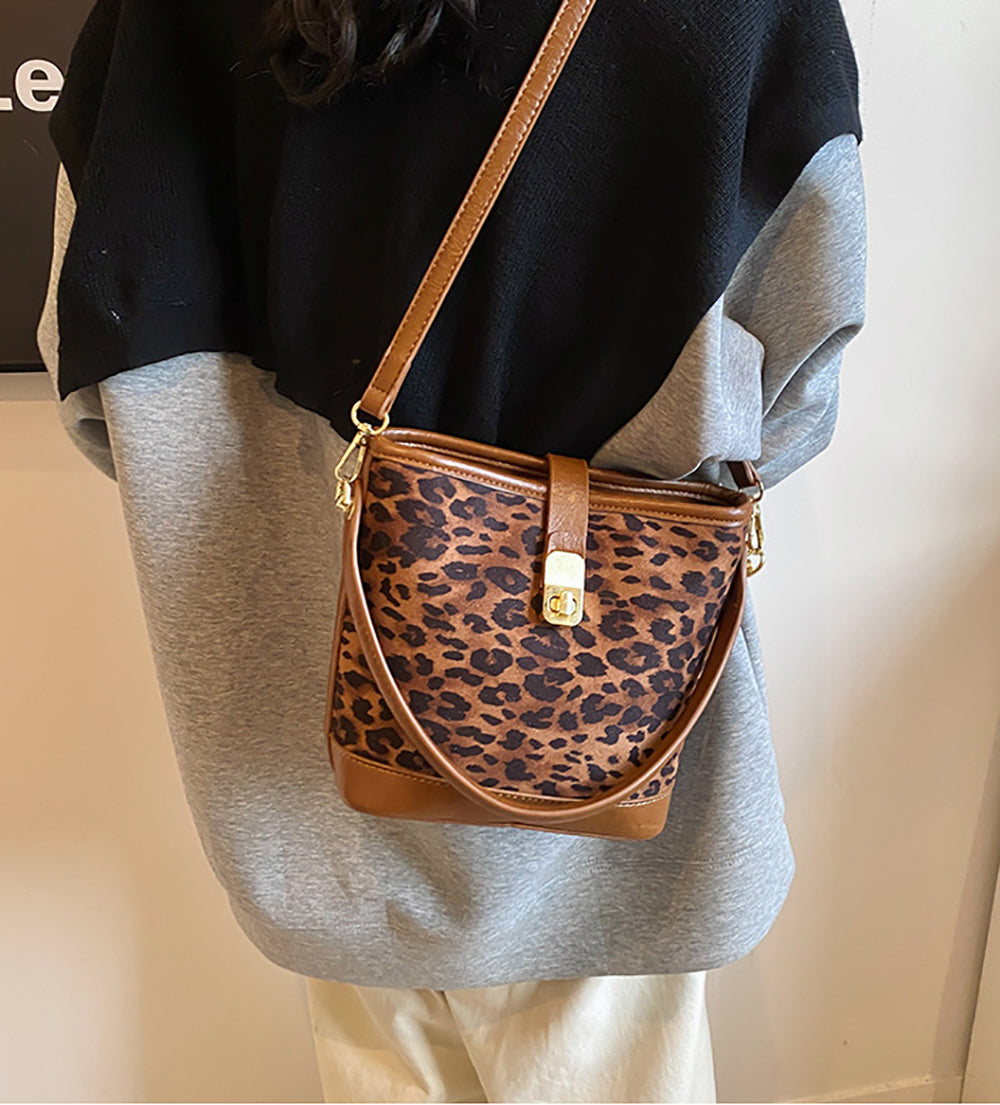 Brown Printed Two Handles Shoulder Bag