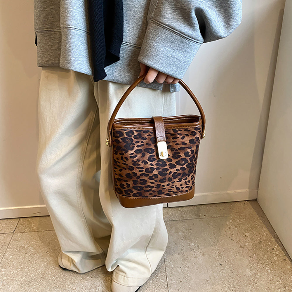 Brown Printed Two Handles Shoulder Bag