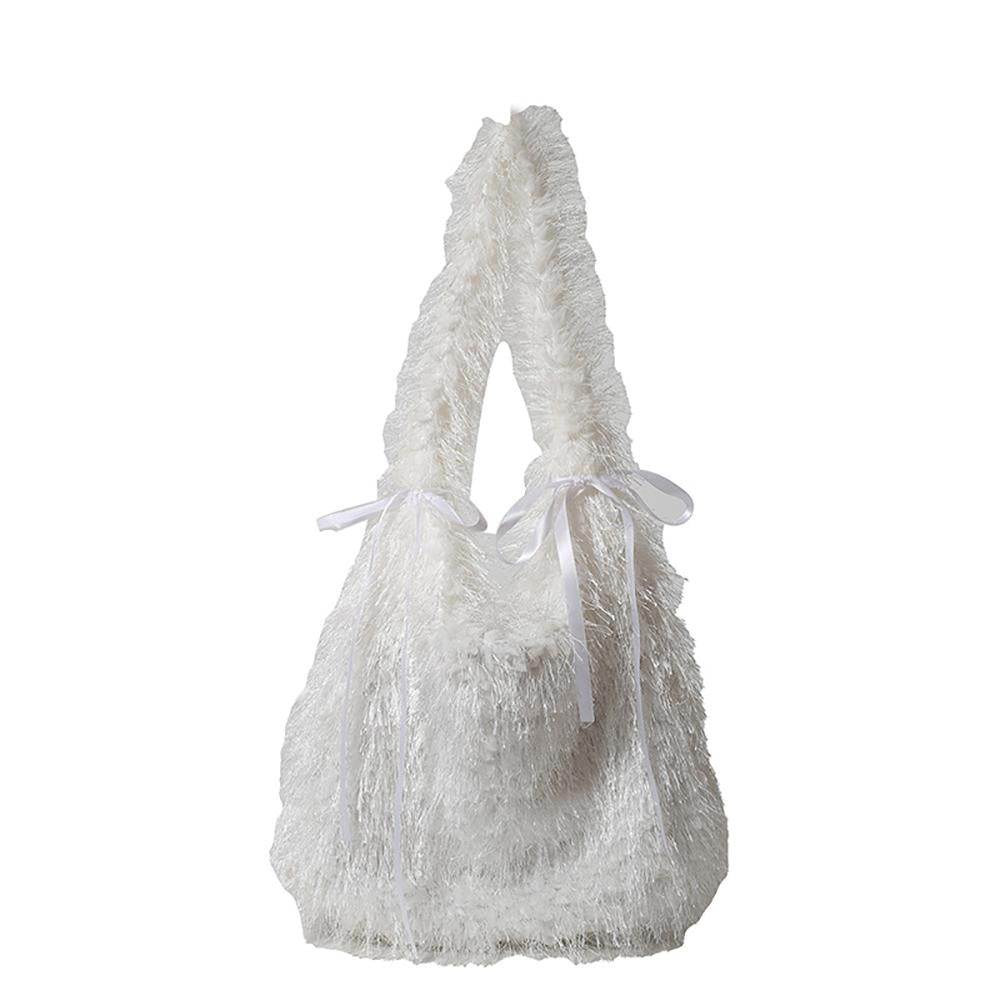 White Solid One Handle Hobo Bag
