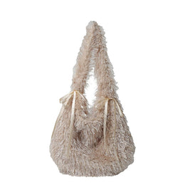 Light Khaki Solid One Handle Hobo Bag