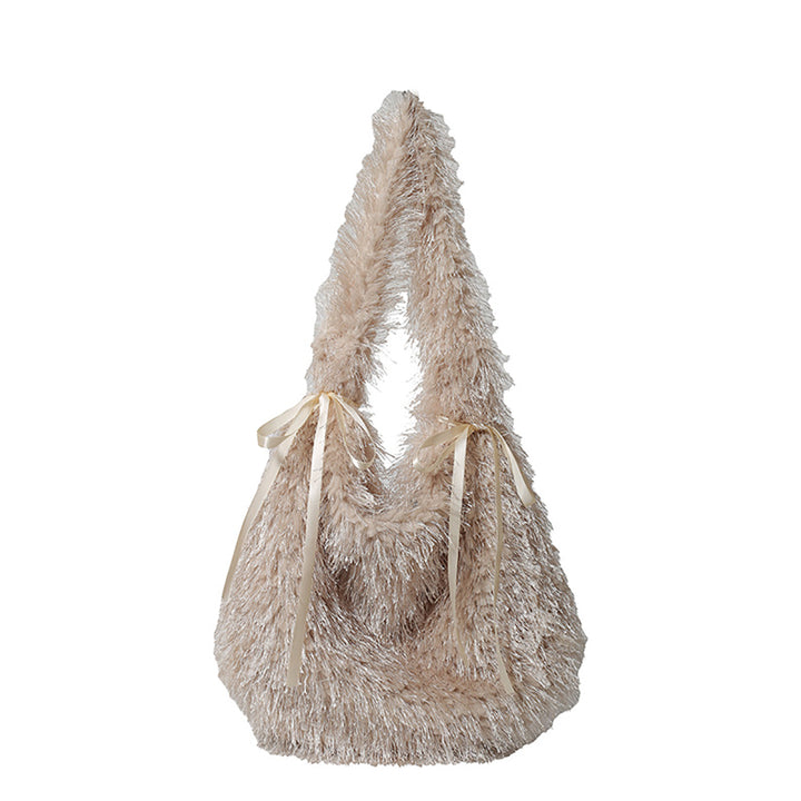Light Khaki Solid One Handle Hobo Bag