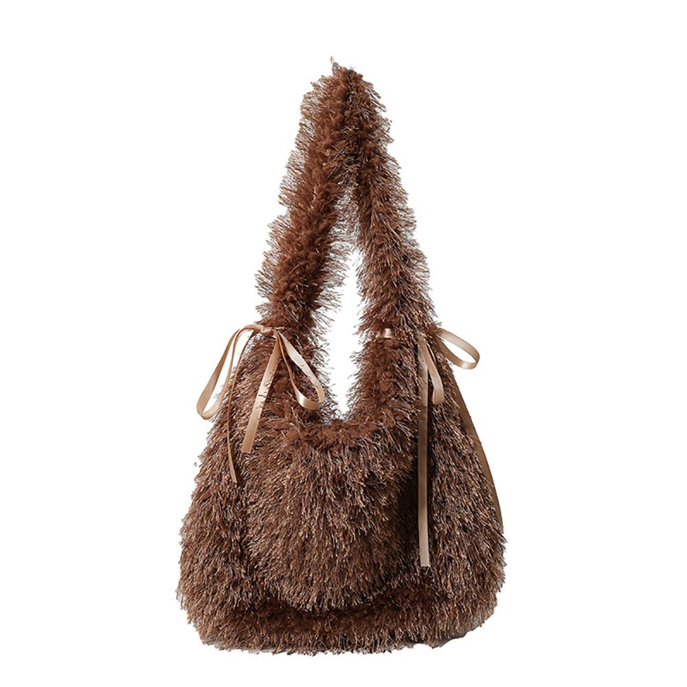 Khaki Solid One Handle Hobo Bag
