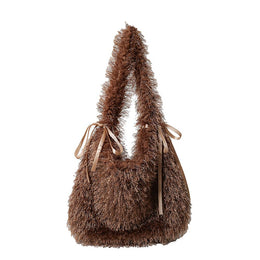 Khaki Solid One Handle Hobo Bag