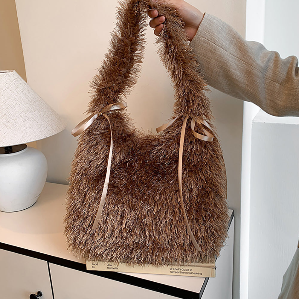 Khaki Solid One Handle Hobo Bag