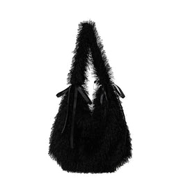 Black Solid One Handle Hobo Bag