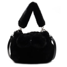 Black Solid Two Handles Shoulder Bag